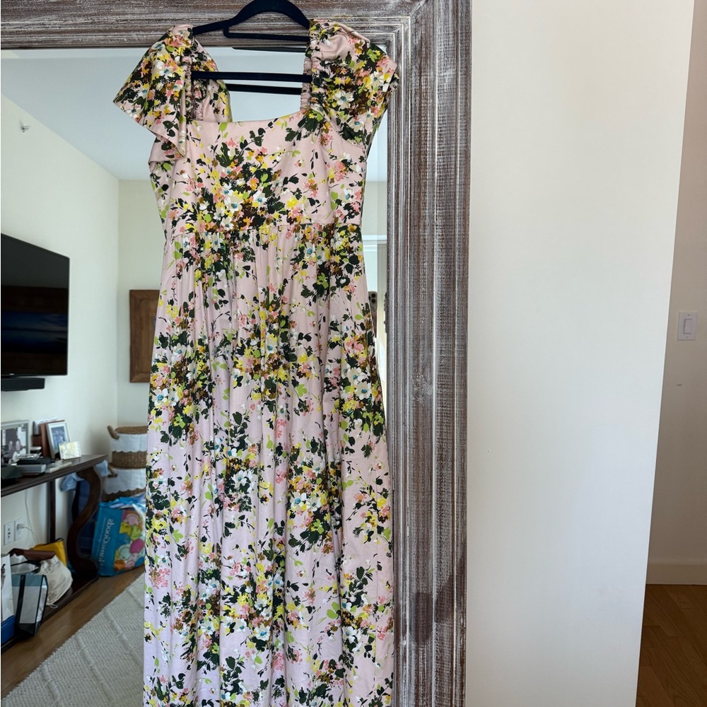 Tuckernuck Floral Maxi Dress with Flutter Sleeves and Square Neck | Size Sm